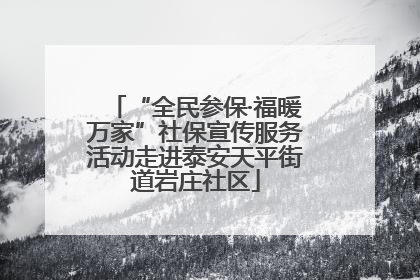 “全民参保·福暖万家”社保宣传服务活动走进泰安天平街道岩庄社区