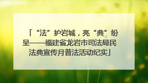 “法”护岩城，亮“典”纷呈——福建省龙岩市司法局民法典宣传月普法活动纪实