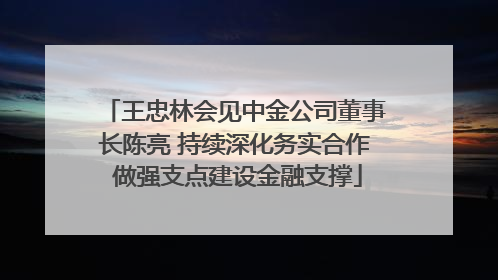 王忠林会见中金公司董事长陈亮 持续深化务实合作 做强支点建设金融支撑