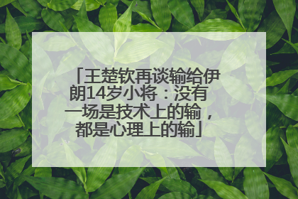 王楚钦再谈输给伊朗14岁小将：没有一场是技术上的输，都是心理上的输