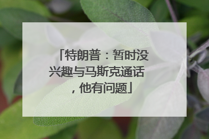 特朗普：暂时没兴趣与马斯克通话，他有问题