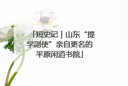短史记｜山东“提学副使”亲自更名的平原闲道书院