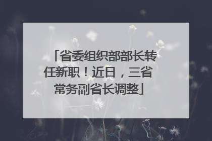 省委组织部部长转任新职！近日，三省常务副省长调整
