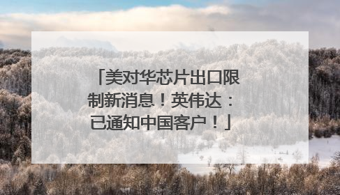美对华芯片出口限制新消息！英伟达：已通知中国客户！