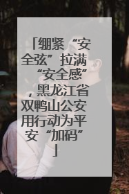 绷紧“安全弦”拉满“安全感”，黑龙江省双鸭山公安用行动为平安“加码”
