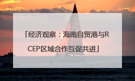 经济观察：海南自贸港与RCEP区域合作互促共进