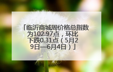 临沂商城周价格总指数为102.97点，环比下跌0.31点（5月29日—6月4日）