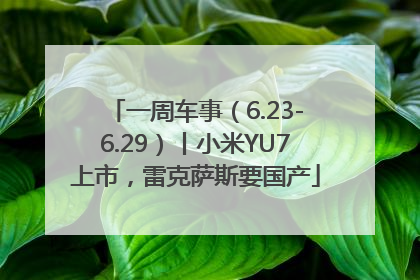 一周车事（6.23-6.29）丨小米YU7上市，雷克萨斯要国产