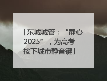 东城城管：“静心2025”，为高考按下城市静音键