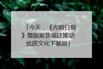 今天，《光明日报》整版聚焦福建推动优质文化下基层