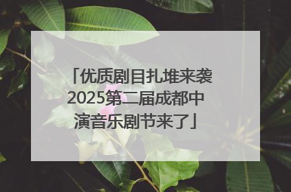 优质剧目扎堆来袭 2025第二届成都中演音乐剧节来了