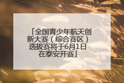 全国青少年航天创新大赛（综合赛区）选拔赛将于6月1日在泰安开赛