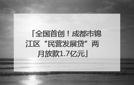 全国首创！成都市锦江区“民营发展贷”两月放款1.7亿元
