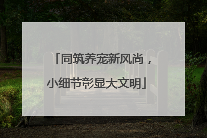 同筑养宠新风尚，小细节彰显大文明