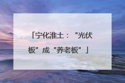 宁化淮土：“光伏板”成“养老板”