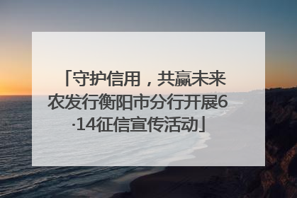 守护信用，共赢未来 农发行衡阳市分行开展6·14征信宣传活动