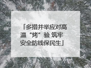 多措并举应对高温“烤”验 筑牢安全防线保民生