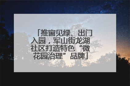 推窗见绿、出门入园，军山街龙湖社区打造特色“微花园治理”品牌