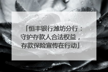 恒丰银行潍坊分行：守护存款人合法权益，存款保险宣传在行动