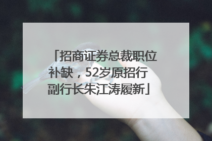 招商证券总裁职位补缺，52岁原招行副行长朱江涛履新