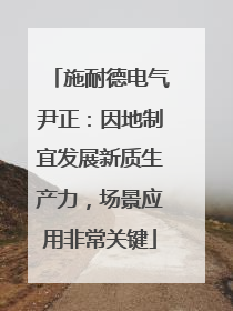 施耐德电气尹正：因地制宜发展新质生产力，场景应用非常关键