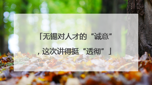 无锡对人才的“诚意”，这次讲得挺“透彻”