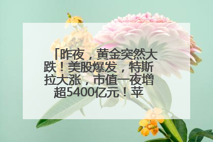 昨夜，黄金突然大跌！美股爆发，特斯拉大涨，市值一夜增超5400亿元！苹果传来大消息