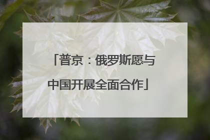 普京：俄罗斯愿与中国开展全面合作