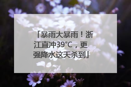 暴雨大暴雨！浙江直冲39℃，更强降水这天杀到