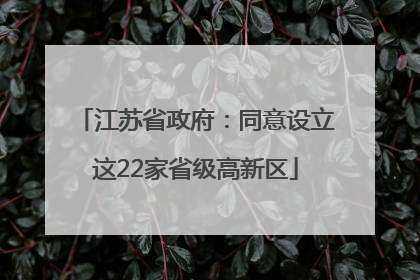 江苏省政府：同意设立这22家省级高新区