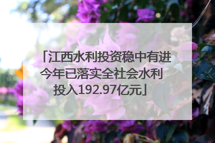 江西水利投资稳中有进 今年已落实全社会水利投入192.97亿元