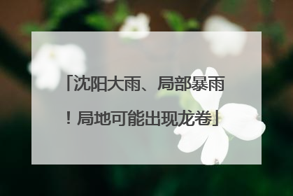沈阳大雨、局部暴雨！局地可能出现龙卷