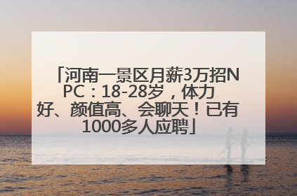 河南一景区月薪3万招NPC：18-28岁，体力好、颜值高、会聊天！已有1000多人应聘