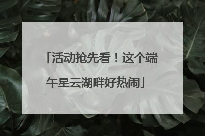 活动抢先看！这个端午星云湖畔好热闹
