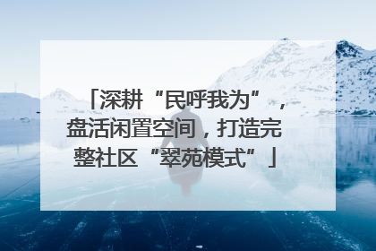 深耕“民呼我为”，盘活闲置空间，打造完整社区“翠苑模式”