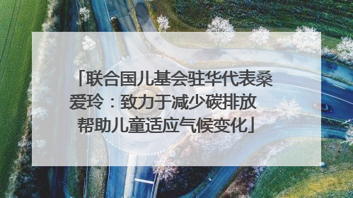 联合国儿基会驻华代表桑爱玲：致力于减少碳排放 帮助儿童适应气候变化