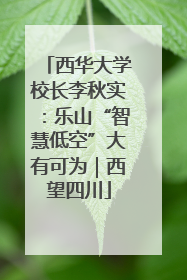 西华大学校长李秋实：乐山“智慧低空”大有可为｜西望四川