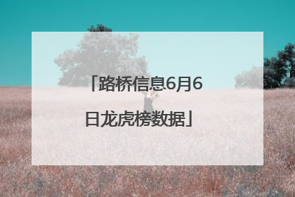 路桥信息6月6日龙虎榜数据