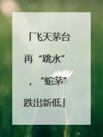 飞天茅台再“跳水”，“蛇茅”跌出新低