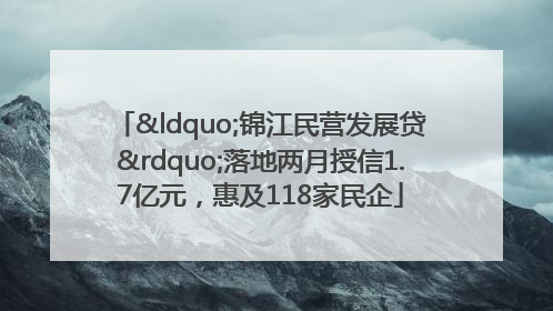 “锦江民营发展贷”落地两月授信1.7亿元，惠及118家民企