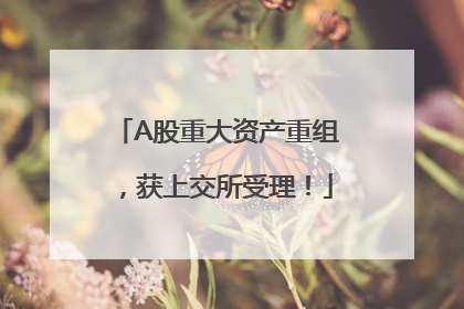 A股重大资产重组，获上交所受理！